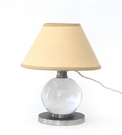 Jacques Adnet Jacques Adnet Baccarat Crystal Glass and Bronze French Table Lamp Model 7706