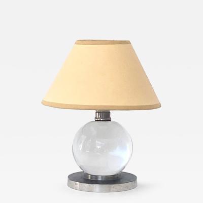 Jacques Adnet Jacques Adnet Baccarat Crystal Glass and Bronze French Table Lamp Model 7706