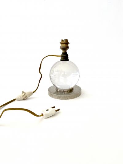 Jacques Adnet Jacques Adnet Baccarat Crystal Glass and Bronze French Table Lamp Model 7706