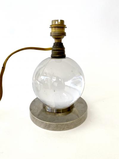 Jacques Adnet Jacques Adnet Baccarat Crystal Glass and Bronze French Table Lamp Model 7706