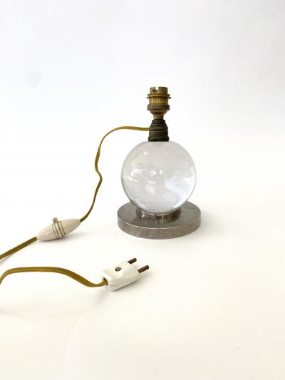 Jacques Adnet Jacques Adnet Baccarat Crystal Glass and Bronze French Table Lamp Model 7706