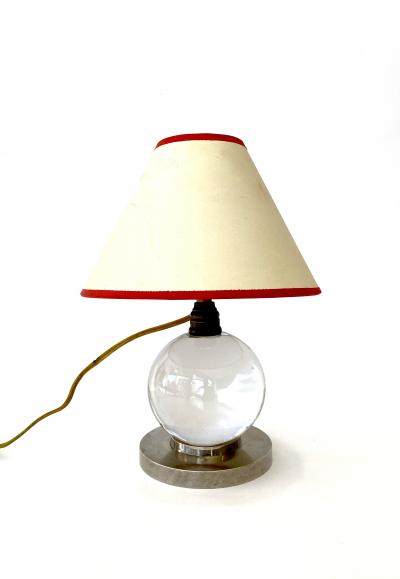 Jacques Adnet Jacques Adnet Baccarat Crystal Glass and Bronze French Table Lamp Model 7706