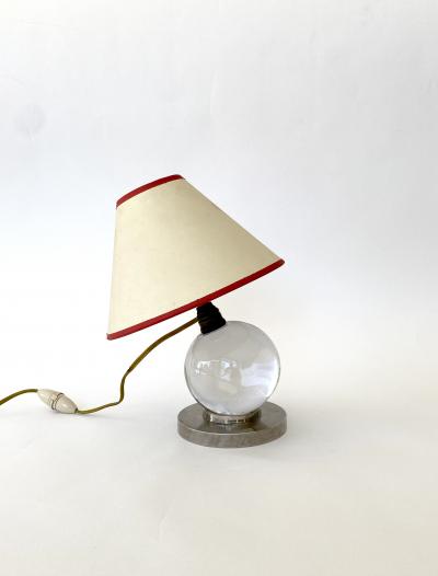 Jacques Adnet Jacques Adnet Baccarat Crystal Glass and Bronze French Table Lamp Model 7706