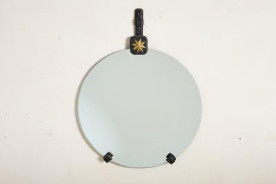 Jacques Adnet Jacques Adnet Black Leather Mirror