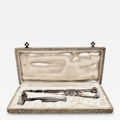 Jacques Adnet Jacques Adnet Bottle Opener and Ice Tongs Bar Set