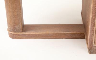 Jacques Adnet Jacques Adnet Cerused Oak Double Side Desk Drawers Steel Knobs France 1950
