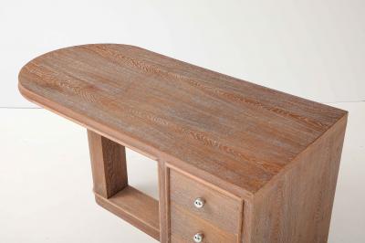 Jacques Adnet Jacques Adnet Cerused Oak Double Side Desk Drawers Steel Knobs France 1950