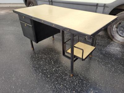 Jacques Adnet Jacques Adnet Chicest Black Hand Stitched Leather Desk