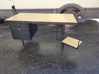 Jacques Adnet Jacques Adnet Chicest Black Hand Stitched Leather Desk