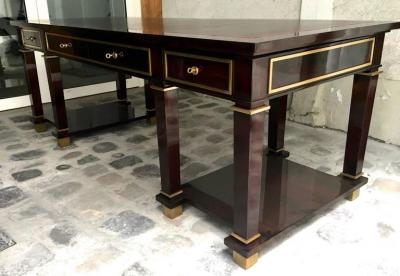 Jacques Adnet Jacques Adnet Exceptional Neoclassic Large President Desk with Leather Top