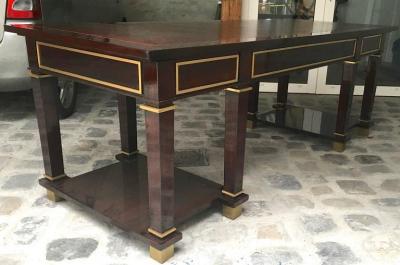 Jacques Adnet Jacques Adnet Exceptional Neoclassic Large President Desk with Leather Top