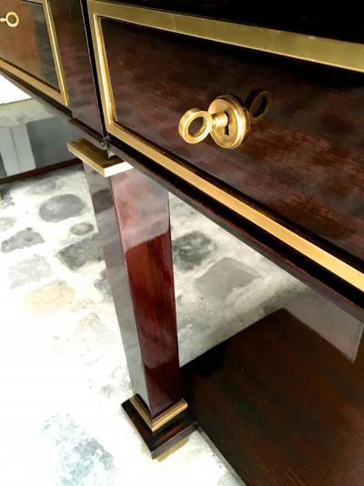 Jacques Adnet Jacques Adnet Exceptional Neoclassic Large President Desk with Leather Top