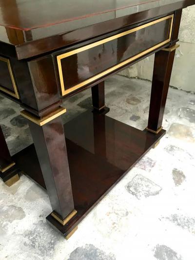Jacques Adnet Jacques Adnet Exceptional Neoclassic Large President Desk with Leather Top