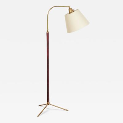 Jacques Adnet Jacques Adnet Floor Lamp in Burgundy Leather