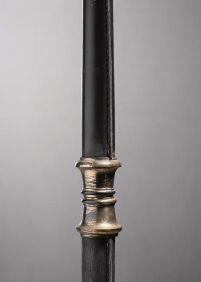 Jacques Adnet Jacques Adnet Floorlamp In Brass and Dark Green Leather France 1950s