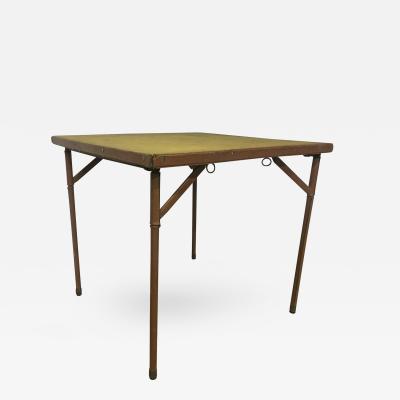 Jacques Adnet Jacques Adnet Folding Playing Card Table in Brown Leather