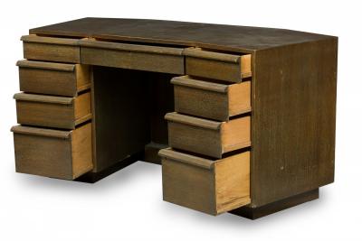 Jacques Adnet Jacques Adnet French Mid Century Cerused Oak Kneehole Desk