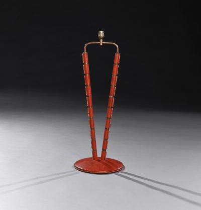 Jacques Adnet Jacques Adnet French Mid Century Modern Leather Table Lamp