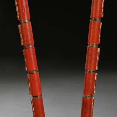 Jacques Adnet Jacques Adnet French Mid Century Modern Leather Table Lamp