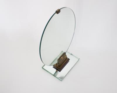 Jacques Adnet Jacques Adnet French Vanity or Desk Mirror with Bronze Details