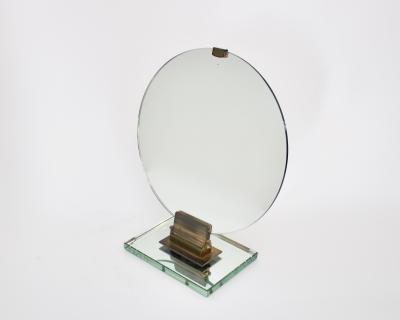 Jacques Adnet Jacques Adnet French Vanity or Desk Mirror with Bronze Details