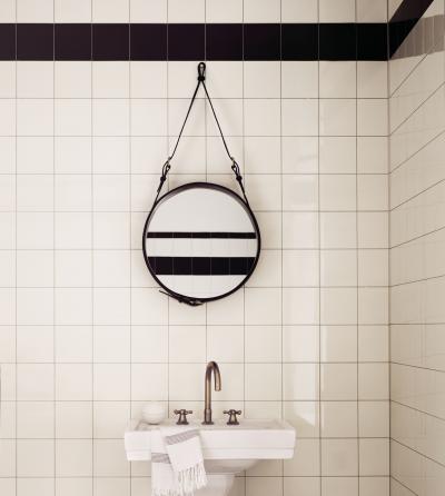 Jacques Adnet Jacques Adnet Large Circulaire Mirror with Brown Leather