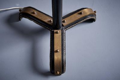 Jacques Adnet Jacques Adnet Leather and Metal Floor Lamp France 1950s
