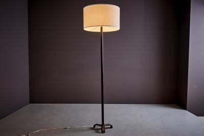 Jacques Adnet Jacques Adnet Leather and Metal Floor Lamp France 1950s