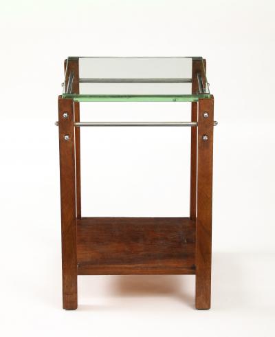 Jacques Adnet Jacques Adnet Occasional Table Beveled Glass Nickel Spacers France c 1930