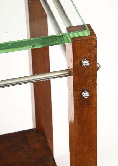 Jacques Adnet Jacques Adnet Occasional Table Beveled Glass Nickel Spacers France c 1930