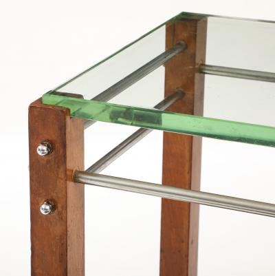 Jacques Adnet Jacques Adnet Occasional Table Beveled Glass Nickel Spacers France c 1930