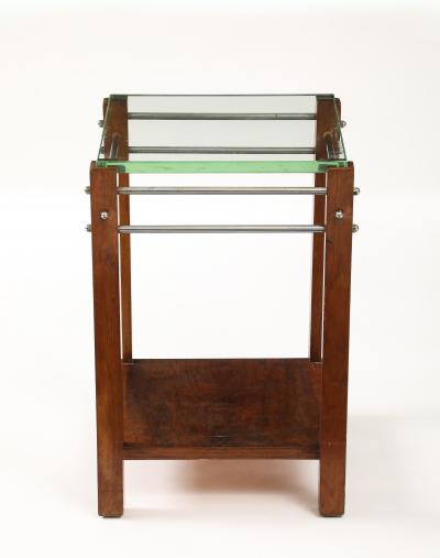 Jacques Adnet Jacques Adnet Occasional Table Beveled Glass Nickel Spacers France c 1930