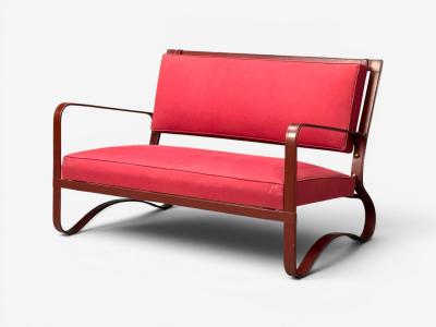 Jacques Adnet Jacques Adnet Rare Two Seater Sofas Leather Steel France 1950s