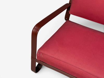 Jacques Adnet Jacques Adnet Rare Two Seater Sofas Leather Steel France 1950s