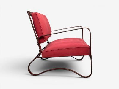 Jacques Adnet Jacques Adnet Rare Two Seater Sofas Leather Steel France 1950s