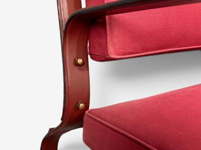 Jacques Adnet Jacques Adnet Rare Two Seater Sofas Leather Steel France 1950s