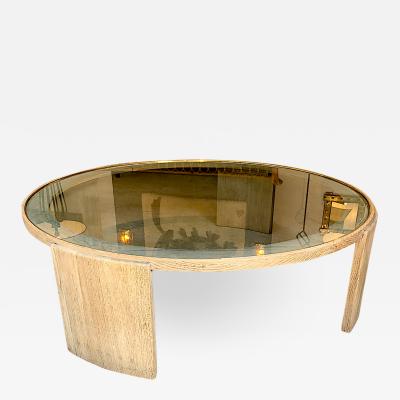 Jacques Adnet Jacques Adnet Very Large Round Coffee Table in cerused Oak