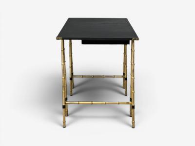 Jacques Adnet Jacques Adnet attr Desk Black Leather Brass France 1950s