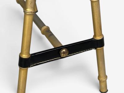 Jacques Adnet Jacques Adnet attr Desk Black Leather Brass France 1950s