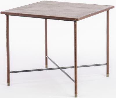 Jacques Adnet Jacques Adnet brown stitched leather playing card or dinning table