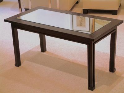 Jacques Adnet Jacques Adnet coffee table in ebonized oak and mirror