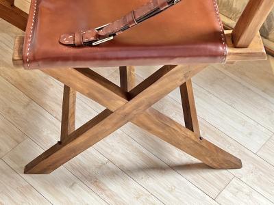 Jacques Adnet Jacques Adnet documented hand stitched leather pair of chairs