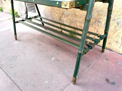 Jacques Adnet Jacques Adnet genuine vintage 2 tiers hand stitched coffee table