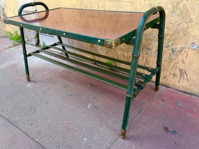 Jacques Adnet Jacques Adnet genuine vintage 2 tiers hand stitched coffee table