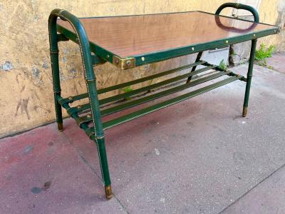 Jacques Adnet Jacques Adnet genuine vintage 2 tiers hand stitched coffee table