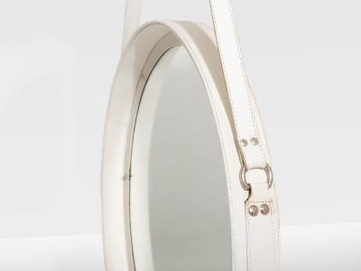 Jacques Adnet Jacques Adnet original cream leather mirror 1940