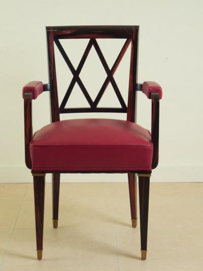 Jacques Adnet Jacques Adnet pair of macassar ebony armchairs