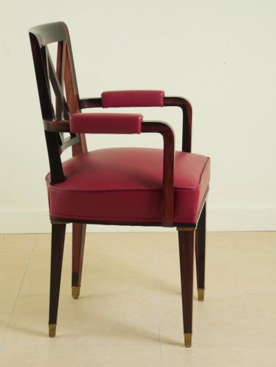 Jacques Adnet Jacques Adnet pair of macassar ebony armchairs