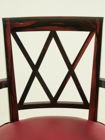 Jacques Adnet Jacques Adnet pair of macassar ebony armchairs