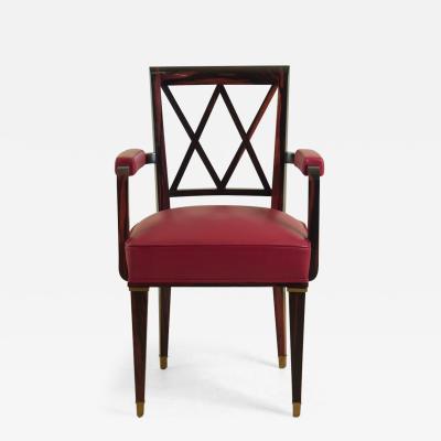 Jacques Adnet Jacques Adnet pair of macassar ebony armchairs